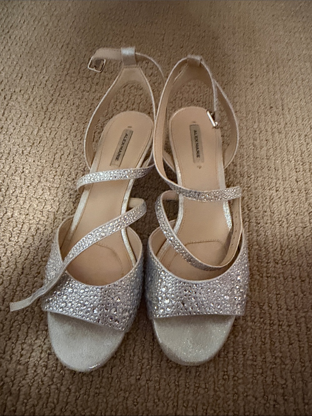 Alex Marie Silver Crystal Strap Heels